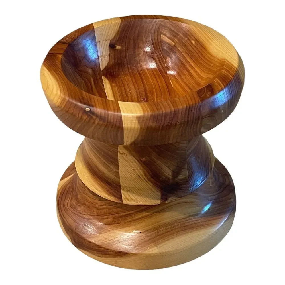 Cedar Wood Candle Holder Mid Century Handcrafted‎ Segmented Lathe Turned 5.5